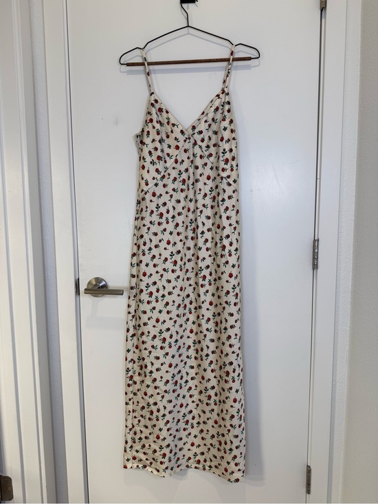 a new day Dresses & Skirts - A New Day Cream Rose Floral Slip Maxi Dress Satin with Spaghetti Straps